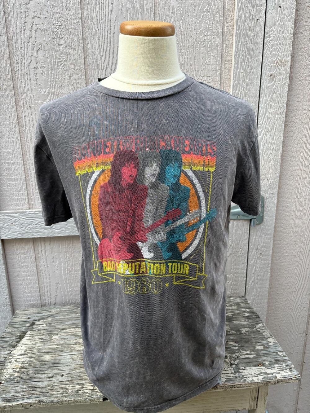 Joan Jett T-Shirt Size Large bad reputation 1980 tour vintage acid washed